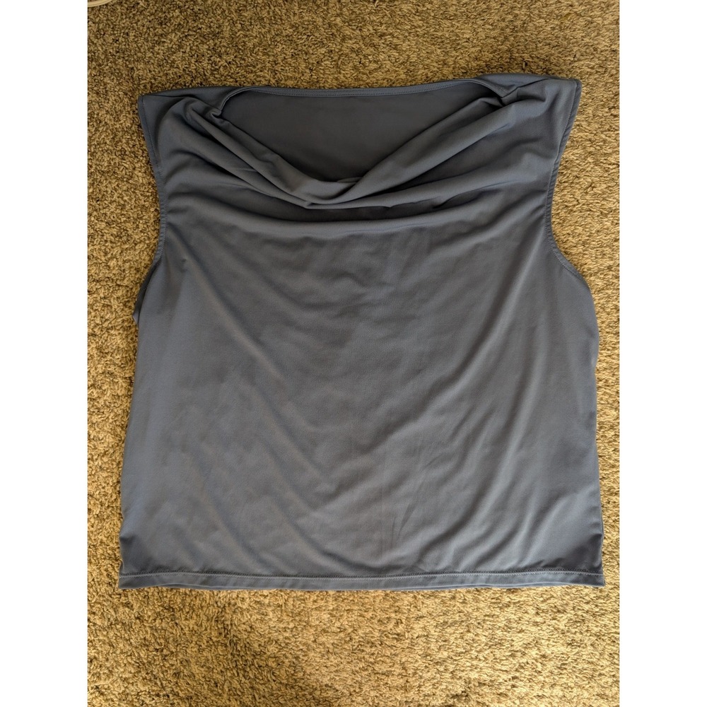 Halara Cowl Neck Tank Top Womens Large Blue Sleeveless Activewear Business - Picture 2 of 6